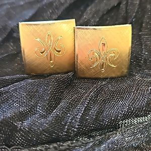 FLEUR DE LIS MENS CUFFLINKS Vintage‎ Goldtoned